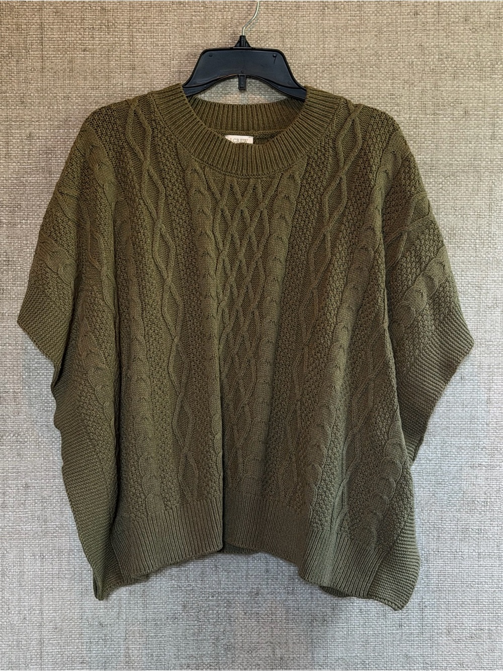 J. Crew Olive Cable-Knit Poncho Sweater